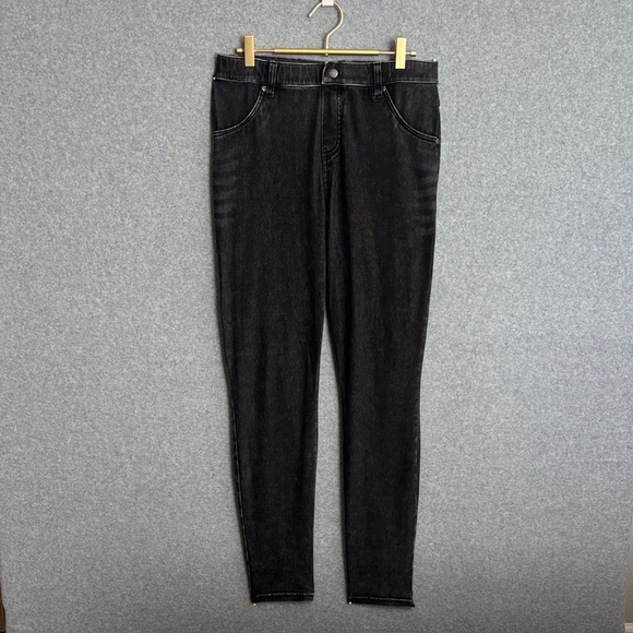 HUE High Waist Skinny Acid Washed Jegging L Vintage Black - Picture 1 of 13